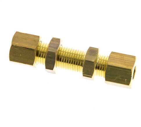 6mm Brass Straight Compression Fitting Bulkhead 150 bar DIN EN 1254-2 [2 Pieces]