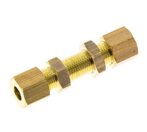 6mm Brass Straight Compression Fitting Bulkhead 150 bar DIN EN 1254-2 [2 Pieces]