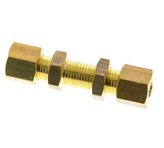 6mm Brass Straight Compression Fitting Bulkhead 150 bar DIN EN 1254-2 [2 Pieces]