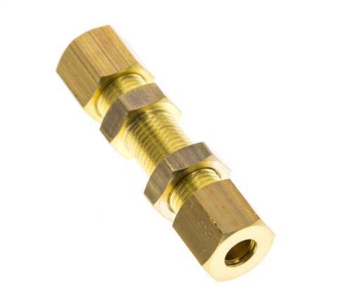 6mm Brass Straight Compression Fitting Bulkhead 150 bar DIN EN 1254-2 [2 Pieces]