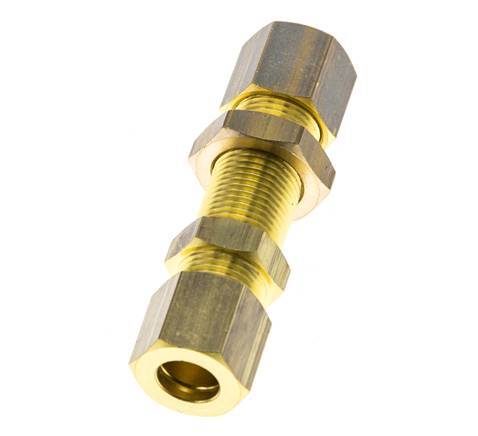 Racor de compresión recto pasamuros de latón de 8 mm 135 bar DIN EN 1254-2
