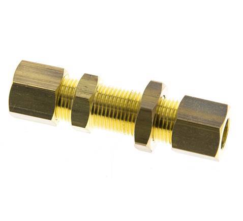 Racor de compresión recto pasamuros de latón de 8 mm 135 bar DIN EN 1254-2