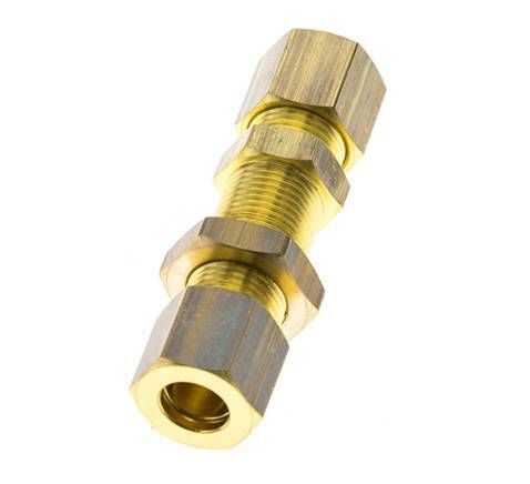 Racor de compresión recto pasamuros de latón de 8 mm 135 bar DIN EN 1254-2