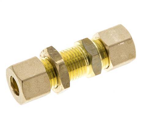 Racor de compresión recto pasamuros de latón de 10 mm 95 bar DIN EN 1254-2