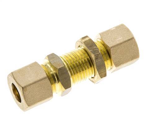 Racor de compresión recto pasamuros de latón de 10 mm 95 bar DIN EN 1254-2