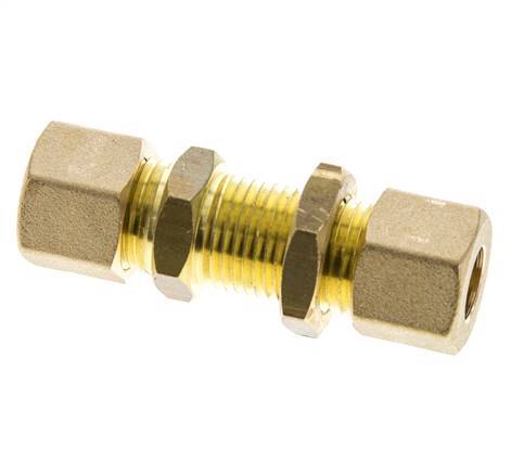 Racor de compresión recto pasamuros de latón de 10 mm 95 bar DIN EN 1254-2