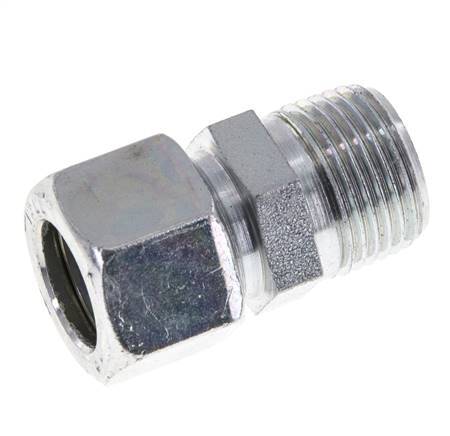 12LL & R3/8'' Zink plated Steel Straight Cutting Fitting with Male Threads 100 bar ISO 8434-1 [2 Pieces]
