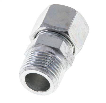 12LL & R3/8'' Zink plated Steel Straight Cutting Fitting with Male Threads 100 bar ISO 8434-1 [2 Pieces]