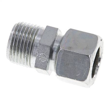12LL & R3/8'' Zink plated Steel Straight Cutting Fitting with Male Threads 100 bar ISO 8434-1 [2 Pieces]