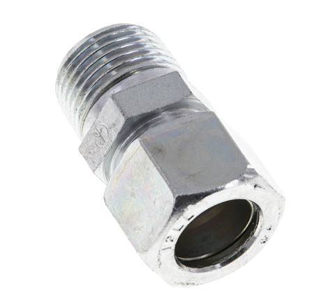 12LL & R3/8'' Zink plated Steel Straight Cutting Fitting with Male Threads 100 bar ISO 8434-1 [2 Pieces]