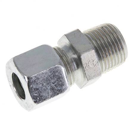 Racor de corte recto de acero cincado 10L y R3/8'' con rosca macho 315 bar ISO 8434-1