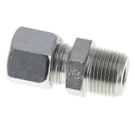 Racor de corte recto de acero cincado 10L y R3/8'' con rosca macho 315 bar ISO 8434-1