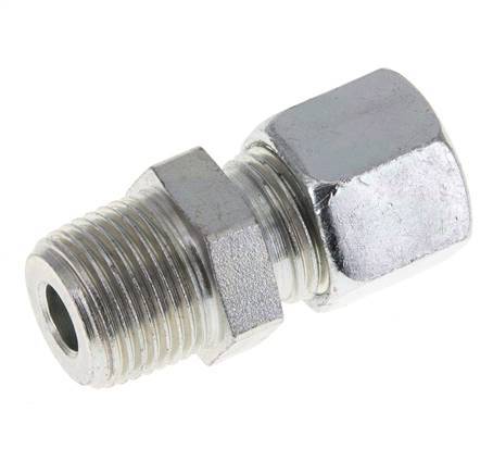 Racor de corte recto de acero cincado 10L y R3/8'' con rosca macho 315 bar ISO 8434-1