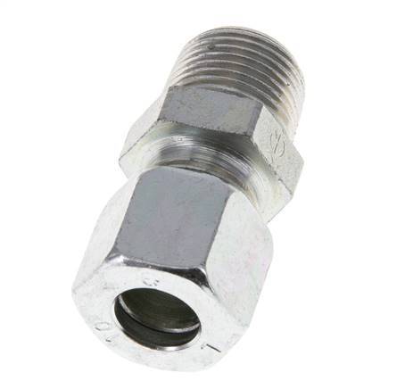 Racor de corte recto de acero cincado 10L y R3/8'' con rosca macho 315 bar ISO 8434-1
