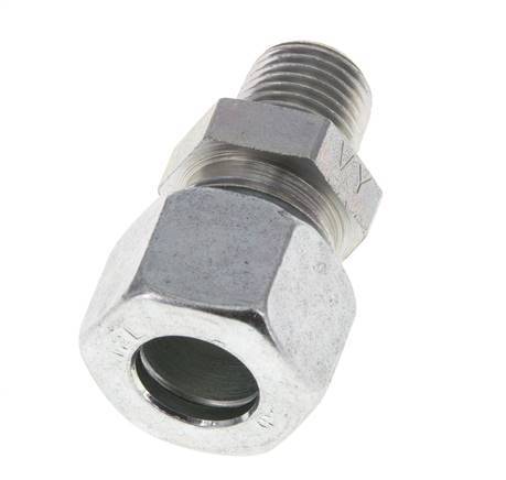 Racor de corte recto de acero galvanizado 12L y R1/4'' con rosca macho 315 bar ISO 8434-1