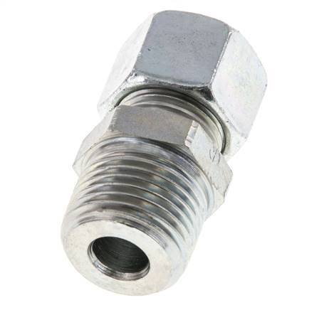 Racor de corte recto de acero galvanizado 12L y R1/2'' con rosca macho 315 bar ISO 8434-1