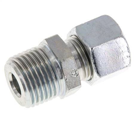 Racor de corte recto de acero galvanizado 12L y R1/2'' con rosca macho 315 bar ISO 8434-1