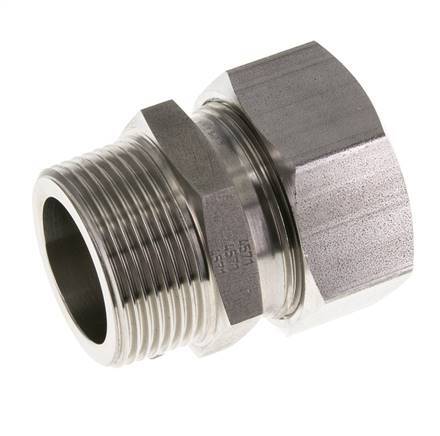 Racor de corte recto de acero inoxidable 35L y R1-1/4'' con rosca macho 160 bar ISO 8434-1