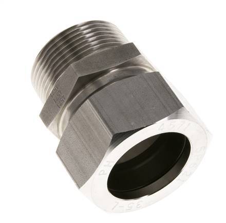 Racor de corte recto de acero inoxidable 35L y R1-1/4'' con rosca macho 160 bar ISO 8434-1
