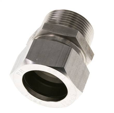 Racor de corte recto de acero inoxidable 35L y R1-1/4'' con rosca macho 160 bar ISO 8434-1
