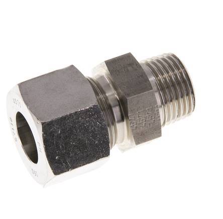 Racor de corte recto de acero inoxidable 16L y R1/2'' con rosca macho 400 bar ISO 8434-1