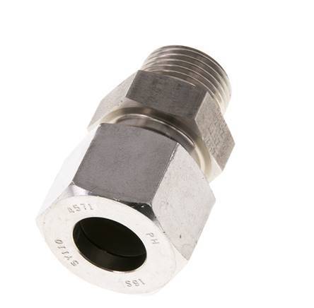 Racor de corte recto de acero inoxidable 16L y R1/2'' con rosca macho 400 bar ISO 8434-1