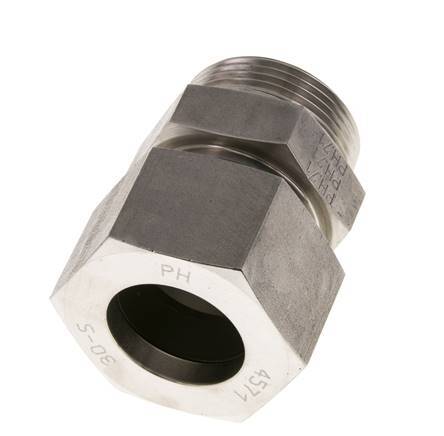 Racor de corte recto de acero inoxidable 30L y R1-1/4'' con rosca macho 400 bar ISO 8434-1