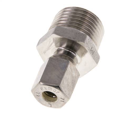 Racor de compresión recto de acero inoxidable 6L y R1/2'' con rosca macho 315 bar ISO 8434-1