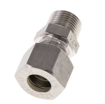 Racor de compresión recto de acero inoxidable 12L y R3/8'' con rosca macho 315 bar ISO 8434-1
