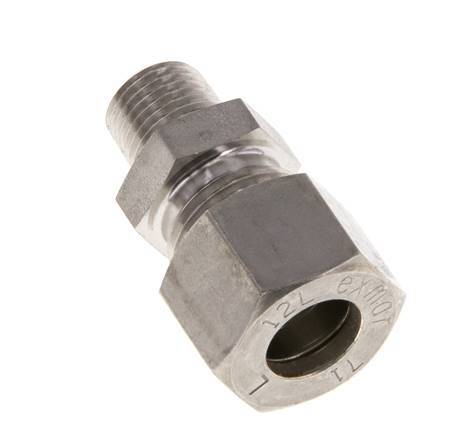 Racor de compresión recto de acero inoxidable 12L y R1/4'' con rosca macho 315 bar ISO 8434-1