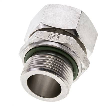 Rótula recta de acero inoxidable 28L y M33x2 con rosca macho 160 bar FKM ajustable ISO 8434-1