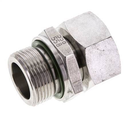 Rótula recta de acero inoxidable 28L y M33x2 con rosca macho 160 bar FKM ajustable ISO 8434-1