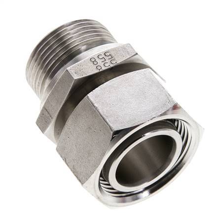 Rótula recta de acero inoxidable 28L y M33x2 con rosca macho 160 bar FKM ajustable ISO 8434-1