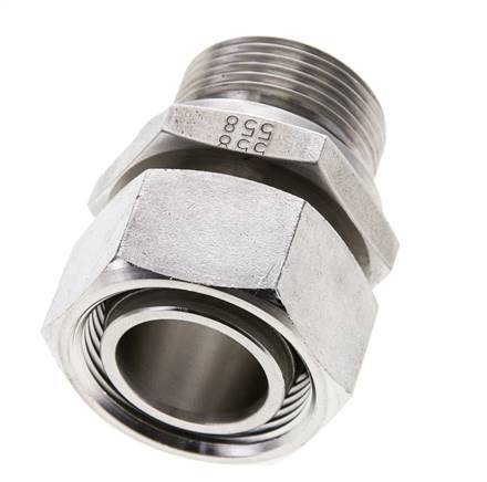 Rótula recta de acero inoxidable 28L y M33x2 con rosca macho 160 bar FKM ajustable ISO 8434-1