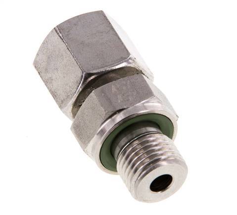 8S y G1/4'' Rótula recta de acero inoxidable con rosca macho 630 bar FKM Ajustable ISO 8434-1