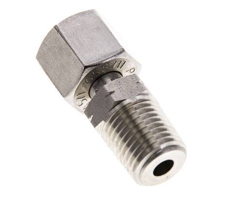 8L y 1/4'' NPT Rótula recta de acero inoxidable con rosca macho 315 bar Ajustable ISO 8434-1
