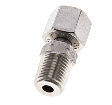 8L y 1/4'' NPT Rótula recta de acero inoxidable con rosca macho 315 bar Ajustable ISO 8434-1
