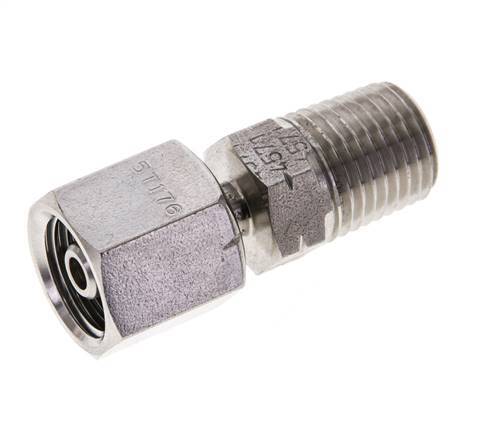 6S & 1/4'' NPT Stainless Steel Straight Swivel with Male Threads 630 bar Adjustable ISO 8434-1
