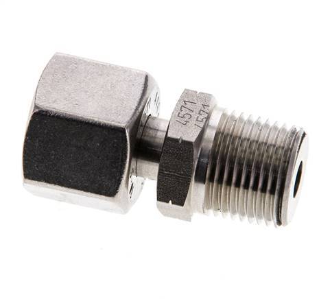 10S y 3/8'' NPT Rótula recta de acero inoxidable con rosca macho 630 bar Ajustable ISO 8434-1