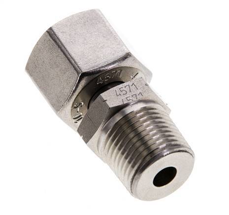 10S y 3/8'' NPT Rótula recta de acero inoxidable con rosca macho 630 bar Ajustable ISO 8434-1