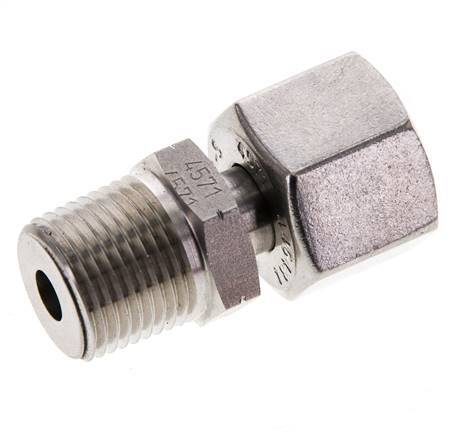 10S y 3/8'' NPT Rótula recta de acero inoxidable con rosca macho 630 bar Ajustable ISO 8434-1