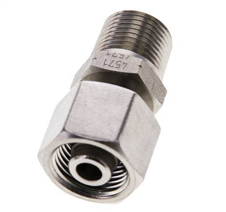 10S y 3/8'' NPT Rótula recta de acero inoxidable con rosca macho 630 bar Ajustable ISO 8434-1