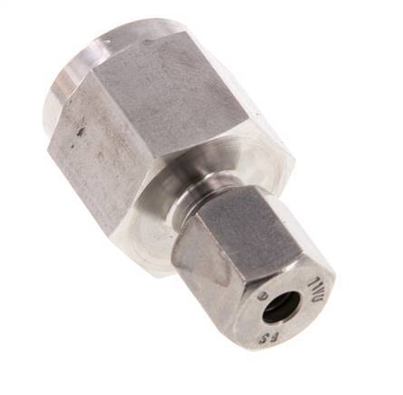 Accesorio de corte recto de acero inoxidable 6S y G1/2'' con rosca hembra para manómetros de 630 bar ISO 8434-1