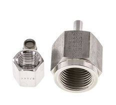 Rótula recta de acero inoxidable 6S y G1/2'' con rosca hembra para manómetros de 630 bar ISO 8434-1