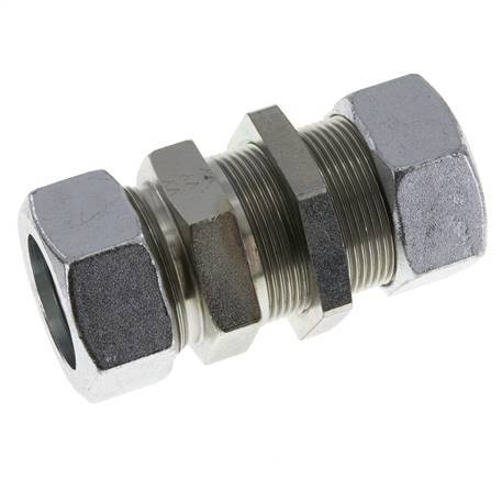 Racor recto de acero cincado 35L Pasamuros 160 bar ISO 8434-1