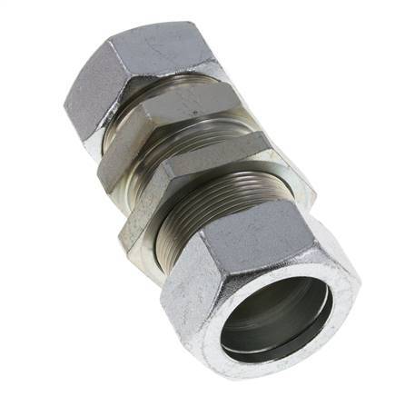 Racor recto de acero cincado 35L Pasamuros 160 bar ISO 8434-1
