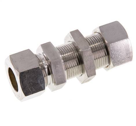 Racor de compresión recto pasamuros de acero inoxidable 18L 315 bar ISO 8434-1