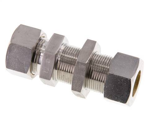 Racor de compresión recto pasamuros de acero inoxidable 18L 315 bar ISO 8434-1