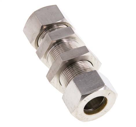 Racor de compresión recto pasamuros de acero inoxidable 18L 315 bar ISO 8434-1