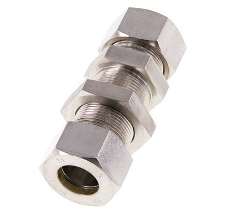 Racor de compresión recto pasamuros de acero inoxidable 18L 315 bar ISO 8434-1